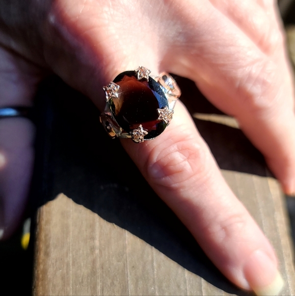 Sz 8 STUNNING large Smokey Lemon Quarts STAR rose gold findings - Picture 13 of 13